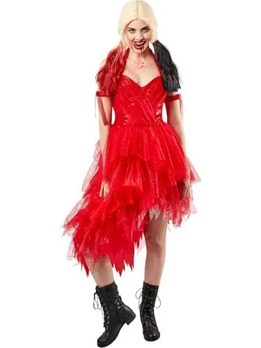 Produktbild: Rubie's Offizielles Harley Quinn Rotes Damenkleid Halloween Suicide Squad 2 Bösewicht-Kostüm für Damen Halloween