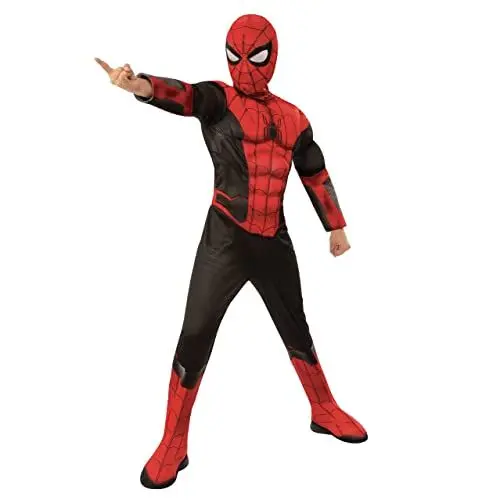 Produktbild: Rubie's Offizielles Marvel Spider-Man No Way Home Deluxe-Kinder-Kostüm, schwarz-rot, Superhelden-Kostüm, Alter 9–10/ XL Halloween