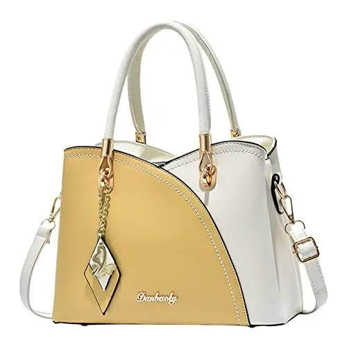 Produktbild: Rucksack Damen UmhäNgetasche Damen Schwarz Damenhandtasche Große Kapazität Plaid Kontrastfarbe Mittleres Eine Schulter Umhängetasche Rucksack Beige Kleiner Wanderrucksack Damen (WH3, One Size)