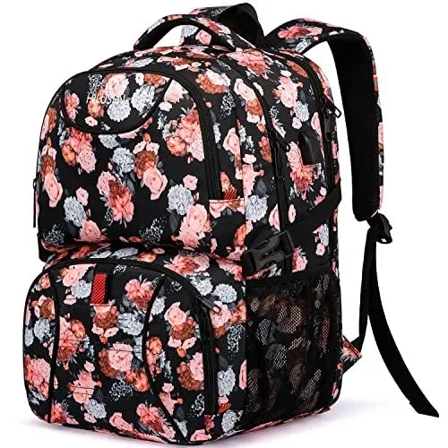 Produktbild: Rucksack Damen groß mit Laptopfach & Anti Diebstahl Tasche für Ausflüge,wasserdicht Großer 17 Zoll Laptop Rucksack Schulrucksack Tasche mädchen mit USB-Ladeanschluss für Arbeit Schule Uni Reisen