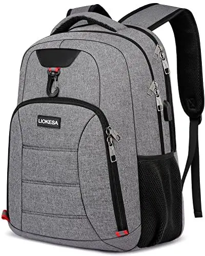 Produktbild: Rucksack Herren,Rucksackschule Laptop Rucksack Schulrucksack Jungen Teenager mit 17.3 Zoll Laptopfach,Wasserdicht Rucksack Arbeit Schultasche mit USB für Schule, Wandern Reisen, Business, Grau