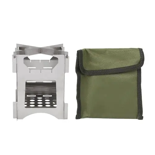 Produktbild: Rucksack Holzofen, tragbarer Edelstahl klappbarer Holzofen für Camping im Freien/Reisen/Wandern/Picknick - 3,9 x 3,9 x 5,0 Zoll