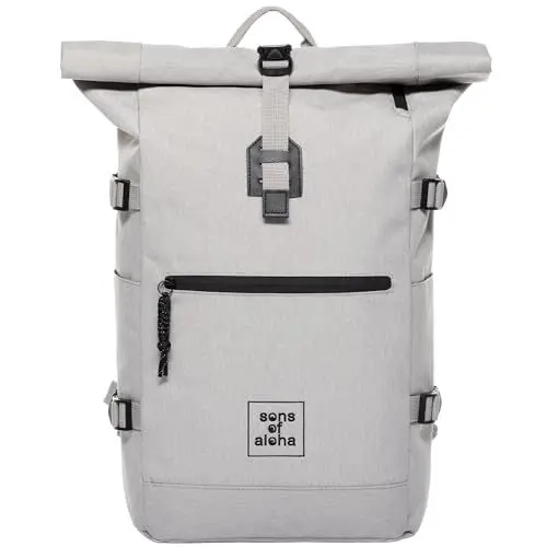 Produktbild: Rucksack Kane Roll-Top Kurierrucksack XL groß - PET recycelt, wasserabweisend - Wander-Rucksack Laptop-Fach 15 Zoll White-Sand