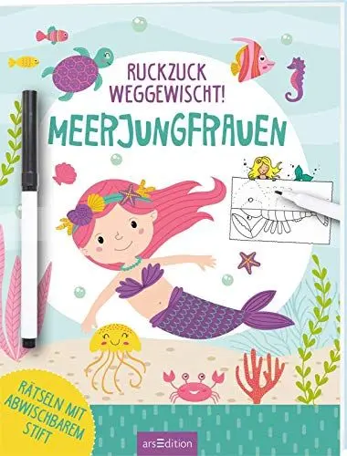 Produktbild: Ruckzuck weggewischt! Meerjungfrauen: Rätseln mit abwischbarem Stift | Rätselheft zum Immer-wieder-Lösen für Kinder ab 4 Jahren