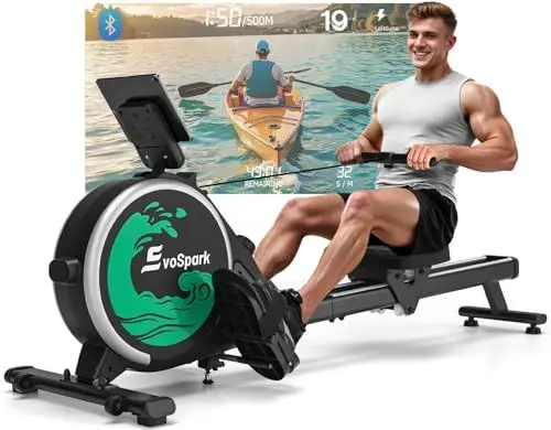 Produktbild: Rudergerät für Zuhause, EvoSpark Rudergerät mit 16 Stufen Widerstand, APP-Verbindung, Upgrade Doppel-Slide-Rails Ultraleise Rudermaschine, LCD-Datenanzeige, Die Erste Wahl für Fitnessgeräte