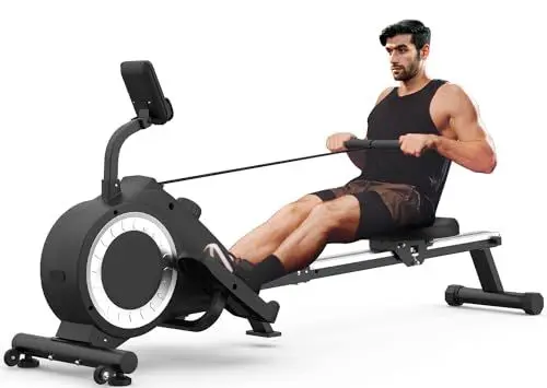 Produktbild: Rudergerät für zuhause - Neezee Faltbares Rudergerät mit LCD-Monitor, Rudergerät klappbar mit 16-stufiger Magnetwiderstand Rudergerät für Ganzkörpertraining, Silent Rudergerät, platzsparendes