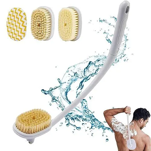 Produktbild: Rückenbürste Badebürste Dusche Duschbürste mit Langem Stiel, 3-in-1 körperbürste zum Duschen Abnehmbarer Rückenschrubber für Senioren Männer und Frauen, Dusch Bürste Shower Body Brush