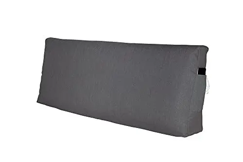 Produktbild: Rückenkissen Lesen Palettenkissen Kopfkissen RückenstützeTasche Pocket Euro Paletten Palettenauflage Sofa Nackenstütze Keilkissen Polstermöbel Schlafzimmer Garten MH-UQ-02 Dunkelgrau 120x45x10/20 cm