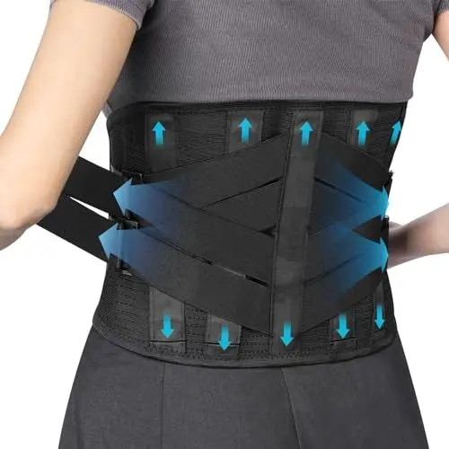 Produktbild: Rückenstützgürtel für Herren und Damen, Atmungsaktive Rückenbandage mit Metall Streben, Rückengurt Rückenstütze Lendenwirbelstütze für schweres Heben und Ischias-Schmerzlinderung (Schwarz, XXL)