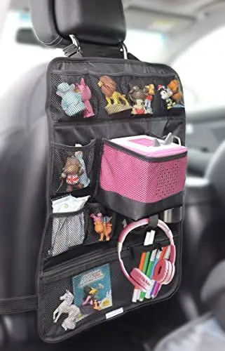 Produktbild: Rücksitz Auto-Organizer maßgeschneidert für Toniebox und Tigerbox | zB für Box, 20 Toniefiguren oder Tigercards, Toniebox Zubehör, Kopfhörer, Trinkflasche | 12 Fächer | Alles sicher und griffbereit