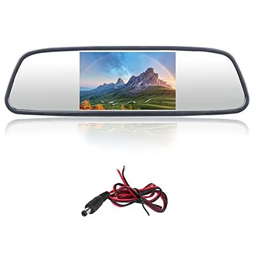 Produktbild: Rückspiegel Monitor, Akozon 5 Zoll Auto Rückspiegel Display Monitor DC12‑24V Spiegel Dashcam mit Rückfahrkamera LCD TFT Einparkhilfe Bildschirm Full HD Auto Spiegel Dashcam 2 Eingangskanäle Unive