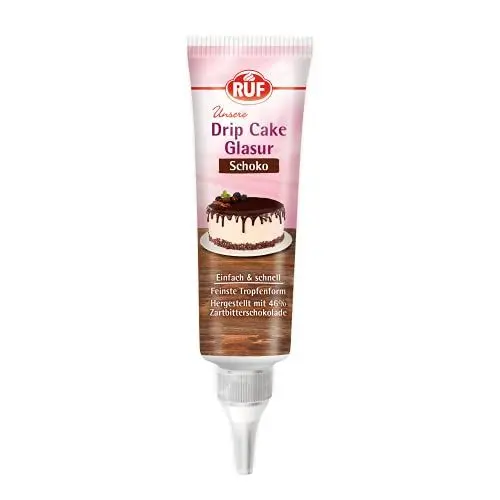 Produktbild: RUF Drip Cake Glasur Schoko, Schokoladen-Glasur in der Tube, zum Glasieren von Tropfen-Kuchen, Naked-Cakes, Cupcakes & Torten, glutenfrei, 1 x 125g