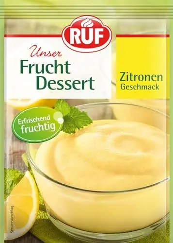 Produktbild: RUF Frucht-Dessert Zitrone, fruchtig erfrischender Nachtisch mit Zitronen-Geschmack, Dessert mit Wasser zubereitet, glutenfrei, 3 x 44g