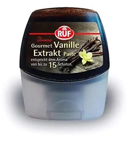 Produktbild: RUF Gourmet Vanille Extrakt, echte Tahiti Vanille, Vanille-Paste zum Verfeinern von Cremes, Teigen und Aromatisieren von Kaffee-Spezialitäten und Michshakes, 1x77g