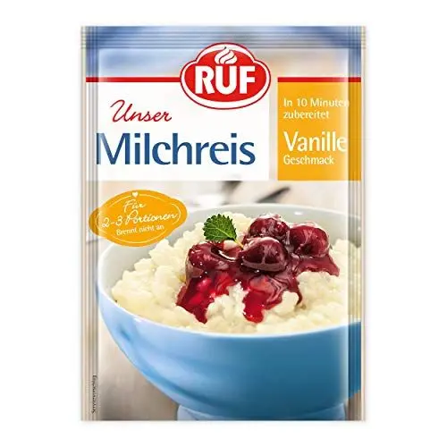 Produktbild: RUF Milchreis Vanille-Geschmack, Reisbrei, geeignet als Dessert, Zwischenmahlzeit oder süße Hauptspeise, fertig in 10 Minuten, 1 x 125g