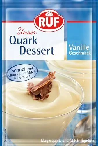 Produktbild: RUF Quark Dessert Vanille, Milchshake Pulver Vanille, super cremige Quarkspeise, fertig in 3 Minuten