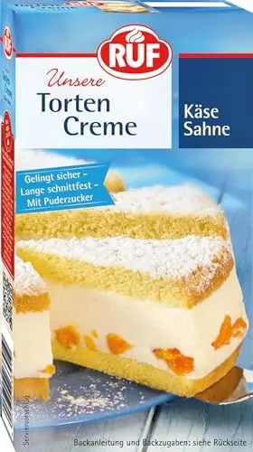 Produktbild: RUF Torten-Creme Käse Sahne, Creme für Käse Sahne Füllung, für Torten, Bikuit-Rollen und Cup Cakes, lange schnittfest, mit Puderzucker
