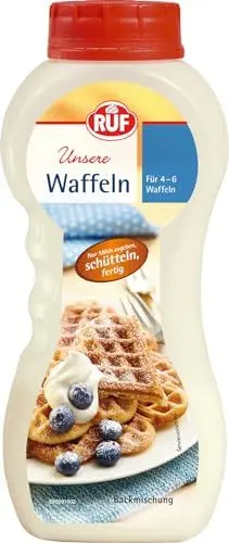 Produktbild: RUF Waffeln im Shaker, Mischung für Waffelteig ergibt 4-6 Waffeln aus dem Waffeleisen, zu der Waffelteig Mischung nur Milch hinzufügen, 220g