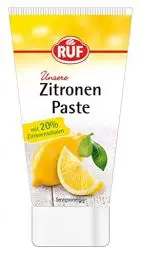 Produktbild: RUF Zitronenpaste, Aromapaste in der Dosier-Tube, mit natürlichem Zitronen-Aroma, zum Aromatisieren von Kuchen & Tortencremes, glutenfrei, vegan, 50g