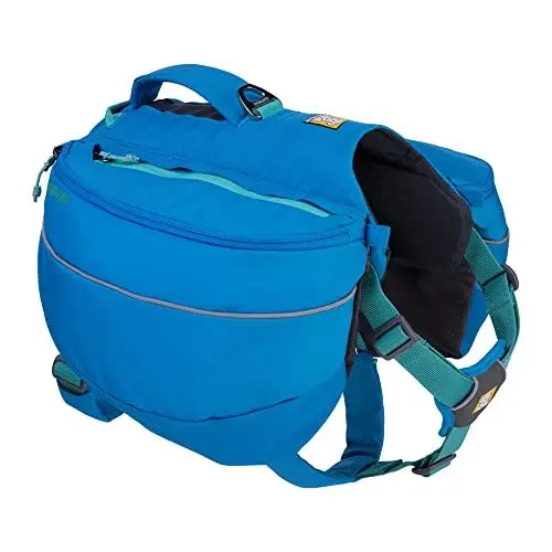 Produktbild: RUFFWEAR Approach Pack, Hunderucksack-Tragetasche mit integriertem Geschirr und Taschen, Tragbares Haustier-Wander- und Campingzubehör mit 2 Leinenbefestigungspunkten, Blue Dusk (Large/X-Large)