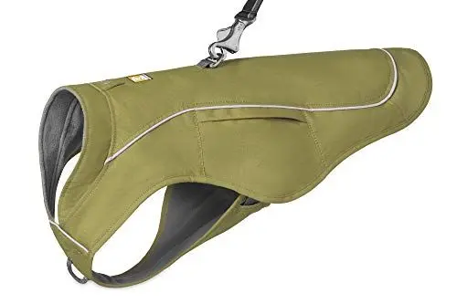 Produktbild: RUFFWEAR Overcoat Fuse 2-in-1-Kombination aus Hundemantel und -Geschirr, mit Fleece Gefütterte Hundejacke – Zederngrün, XXS