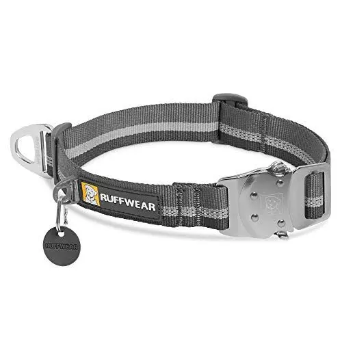 Produktbild: RUFFWEAR Top Rope Hundehalsband, Reflektierendes Halsband mit Metallschnalle für den Täglichen Gebrauch, Granitgrau, 28–36 cm