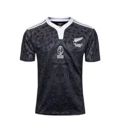 Produktbild: Rugby-Trikot, 100-jähriges neuseeländisches Maori-Rugby-T-Shirt, Fußballtrikot, bequem und atmungsaktiv, geeignet for Spiele und den Alltag (Color : Black, Size : XXL)