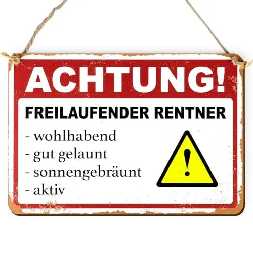 Produktbild: Ruhestand Geschenk Freilaufender Rentner Anhänger Holz Schild Bastelset Holzbastelset zum Basteln Deko Hänger Dekoration Fensterhänger mit Schnur zum Aufhängen Pensionierung Rentenbeginn