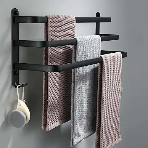 Produktbild: Ruhetfam 60CM Towel Bar Towel Rack Bathroom, Bathroom Accessories Set,60CM Handtuchhalter Ohne Bohren, Handtuchhalter Schwarz,
