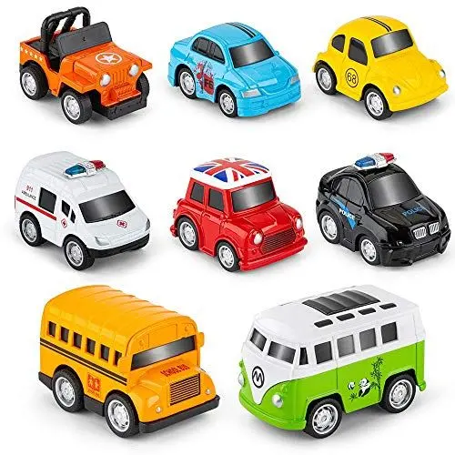 Produktbild: RuiDaXiang Metall Zurückziehen Spielzeugautos,8 Pack Mini Die Cast Spielzeugautos Set,Kinderspielzeug Fahrzeuge Reibung angetrieben,für 3-12 Jahre Jungen Mädchen Kinder