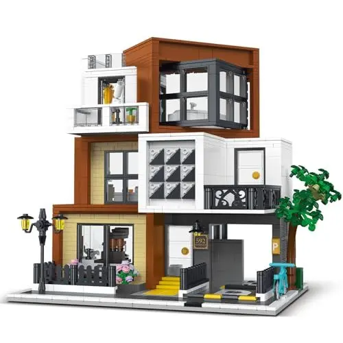 Produktbild: RuiDaXiang Moderner Villen-Apartment-Architektur-Baukasten mit LED-Beleuchtung, 3 Ebenen Villen-Apartment-Form-Bauklötze Spielzeug,für 12+Jahre Teenager,Erwachsene（1399 Teile）