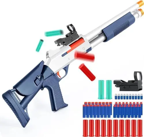Produktbild: RuiDaXiang Spielzeugpistole,Shooter Spielzeugpistolen,Eva Schaumstoff-Blaster & Leergeschossauswurf Design für Indoor und Outdoor Spielen (Blau)