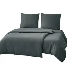 Produktbild: RUIKASI Bettwäsche 135x200 4teilig Grau - Bettbezüge 135 x 200 2er Set Anthrazit mit Kissenbezüge, Bettwäsche-Sets 135x200cm aus Mikrofaser mit Reißverschluss Weich und Bügelfrei