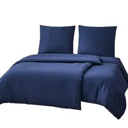 Produktbild: RUIKASI Bettwäsche 135x200 4teilig Blau - Bettbezüge 135 x 200 2er Set Dunkelblau mit Kissenbezüge, Bettwäsche-Sets 135x200cm aus Mikrofaser mit Reißverschluss Weich und Bügelfrei