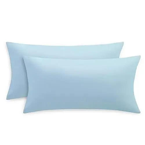 Produktbild: RUIKASI Kissenbezug 40 x 80 Blau 2er Set - Oeko Tex Kopfkissenbezug 40x80 Hellblau Kissen Bezug 40x80cm mit Reißverschluss aus Mikrofaser, Polsterbezug Doppelpack Set Pillow Case Pillow Cover