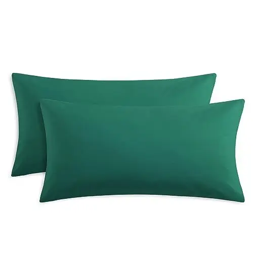 Produktbild: RUIKASI Kissenbezug 40 x 80 Grün 2er Set - Oeko Tex Kopfkissenbezug 40x80 Kissen Bezug 40x80cm mit Reißverschluss aus Mikrofaser, Polsterbezug Doppelpack Set Pillow Case Pillow Cover