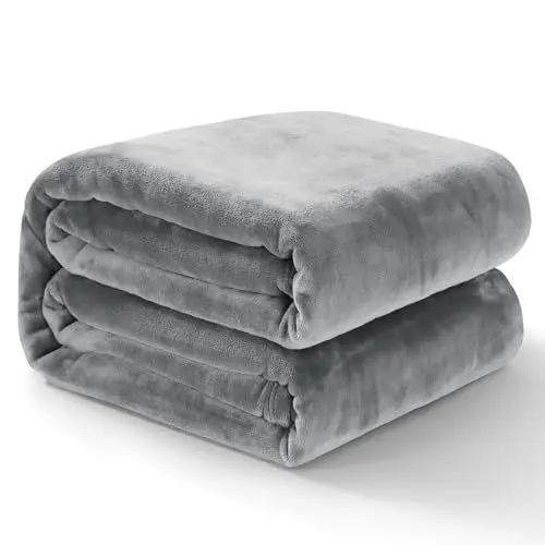 Produktbild: RUIKASI Kuscheldecke Flauschig XXL Grau - Große Decke Sofa Warm, Fleecedecke 220x240 cm Hellgrau Couchdecke, Überwurf als Wohnzimmer Weich für Winter