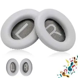Produktbild: Ruikdly Ersatz Ohrpolster für Bose QuietComfort 35ii Professionelle Earpads Ersatz Ohrkissen für Bose QC35ii QC35 QC25 QC15 QC2 AE2 AE2i AE2w ohrumschließende Over-Ear Kopfhörer-Silbergrau Geschenke