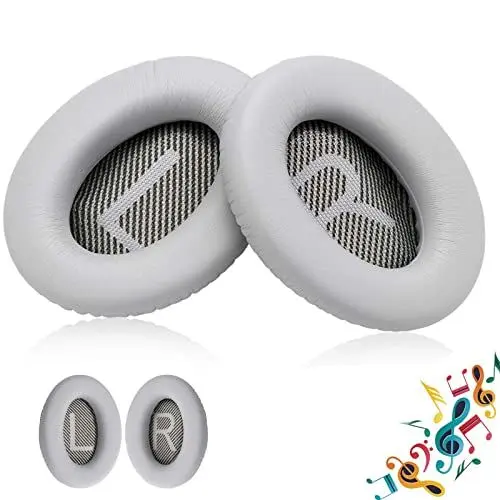 Produktbild: Ruikdly Ersatz Ohrpolster für Bose QuietComfort 35ii Professionelle Earpads Ersatz Ohrkissen für Bose QC35ii QC35 QC25 QC15 QC2 AE2 AE2i AE2w ohrumschließende Over-Ear Kopfhörer-Silbergrau Geschenke