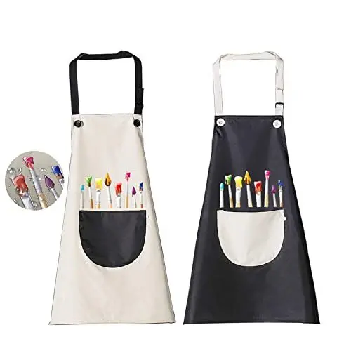 Produktbild: Ruikdly Malschürze 2pcs Kinder Jungen Mädchen Mit Tasche Malkittel Schule Kochschürze Wasserdicht Küchenschürze Schürze für Basteln Malen Bac