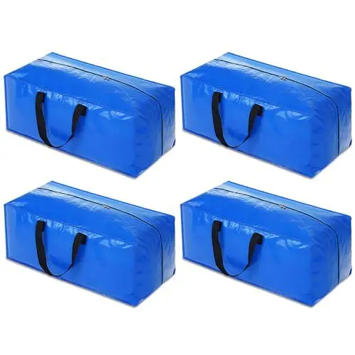 Produktbild: Ruiqas 4 Pack 100L Schwerlast-Umzugstaschen Große wasserdichte Umzugstaschen mit Reißverschlussgriffen können anstelle von Umzugskartons für saisonale Kleidung und Bettzeug verwendet Werden.