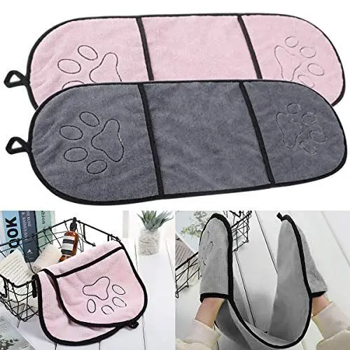 Produktbild: Ruiqas Mikrofaser Pet Bad Handtuch Super Saugfähig Schnell Trockenen Pet Trocknen Handtuch mit Tasche Fit für Mittlere Kleine Hund Katze