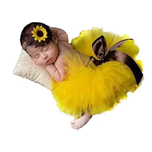 Produktbild: Ruiqas Neugeborenen Baby Mädchen Halloween Fotografie Props Infant Foto-Shooting Kostüm Outfits Tutu Rock Sonnenblumen Stirnband