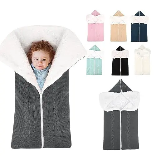 Produktbild: Ruiqas Outdoor Baby Schlafsack Fleece Neugeborenen Swaddle Decke Wrap Gestrickte Kinderwagen Wrap für 0-12 Monate