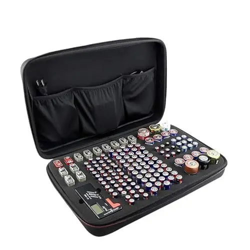Produktbild: Ruiqas Wasserdichtes Batterie Gehäuse mit 3 Kleinen Taschen Halter Box für 146 AA AAA C D 9V Batterien