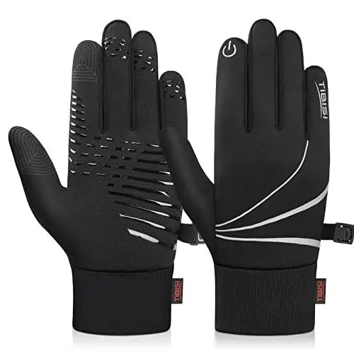 Produktbild: Ruixue Handschuhe Kinder Winter Warme Winterhandschuhe - Kids Anti-Rutsch Winddicht Laufhandschuhe Fahrradhandschuhe Fleece Wasserabweisend, Radhandschuhe Outdoor Sport (Schwarz-TM12, XL(10-12 Jahre))