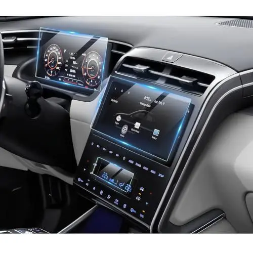 Produktbild: RUIYA Kompatibel für Hyundai Tucson NX4 2021–2023 2024, 9H Gehärtetes Glas, Displayschutzfolie, Hyundai-Zubehör (Navigation + Armaturenbrett-Displayschutz + Klimaanlagenfolie)