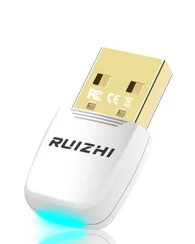 Produktbild: RUIZHI Bluetooth Adapter PC - 5.4 Bluetooth Dongle, Bluetooth Dongle USB, Bluetooth Adapter, Low Latency, Plug & Play, mit Windows 7/10/8.1/11, für Desktop, Laptop, Headset, Tastatur, Maus, Weiß