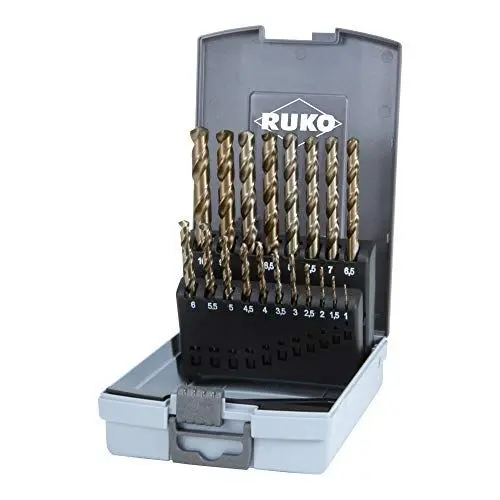 Produktbild: RUKO Spiralbohrersatz HSSE-Co 5 DIN 338 Typ VA 19tlg. Ø 1-10 mm in ABS-Kunststoffkassette - 215214RO