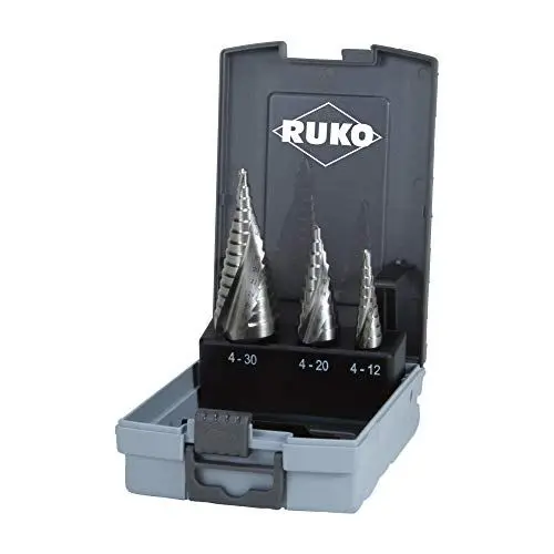 Produktbild: RUKO Stufenbohrersatz HSS spiralgenutet Gr. 0/9 / 1/2 3tlg. in Kunststoffkassette - 101026RO